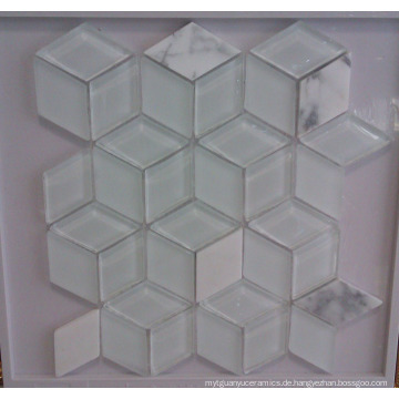 Rhombus Weißes Glas Mosaik Fliese (HGM379)